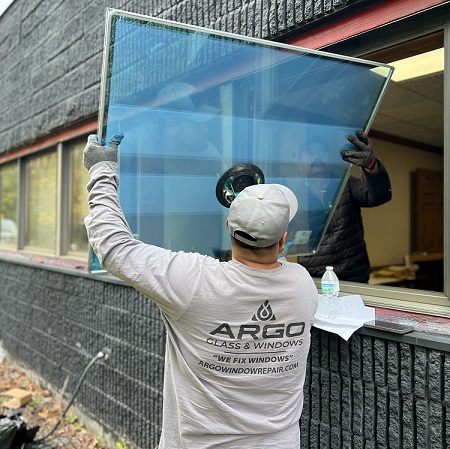 Argo Glass & Windows installing team